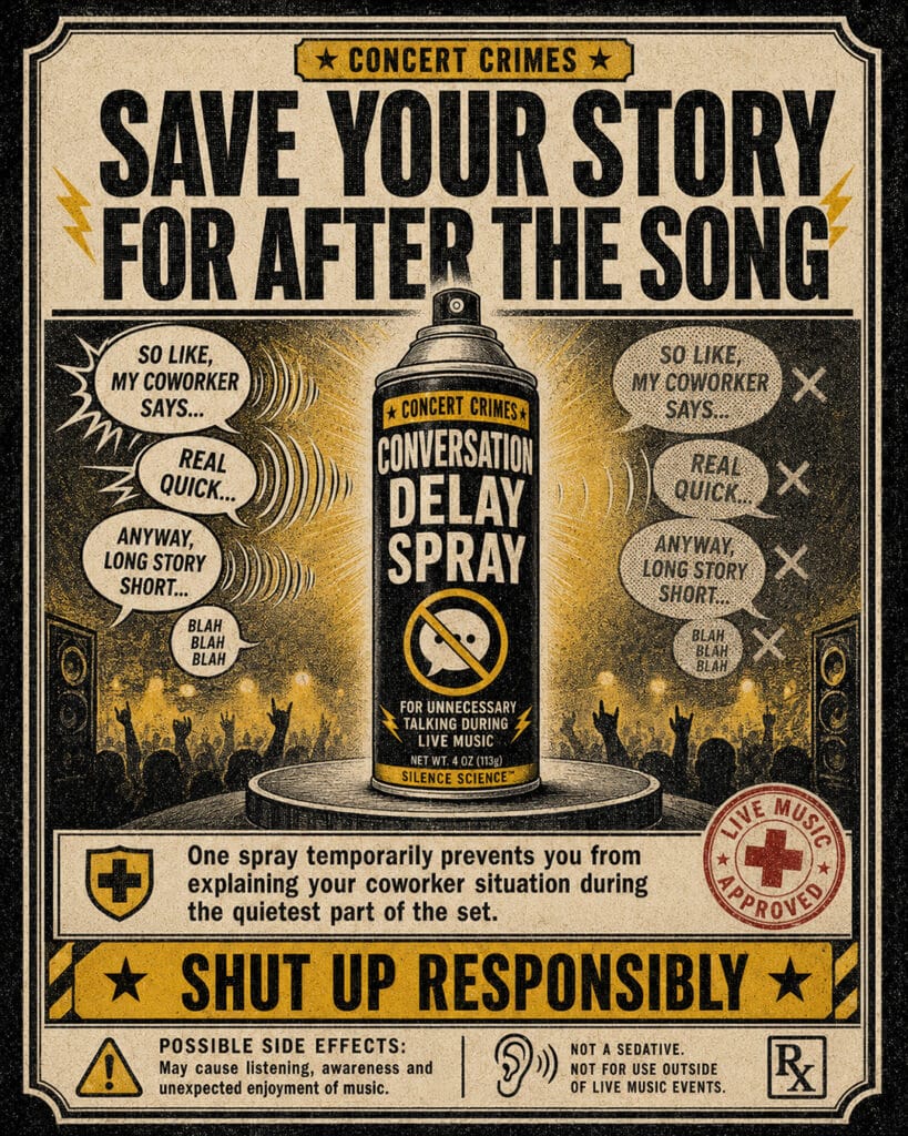 Concert Crimes Emergency Conversation Delay Spray house ad